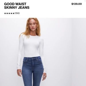 Good American good waist high waist skinny straight light blue jeans